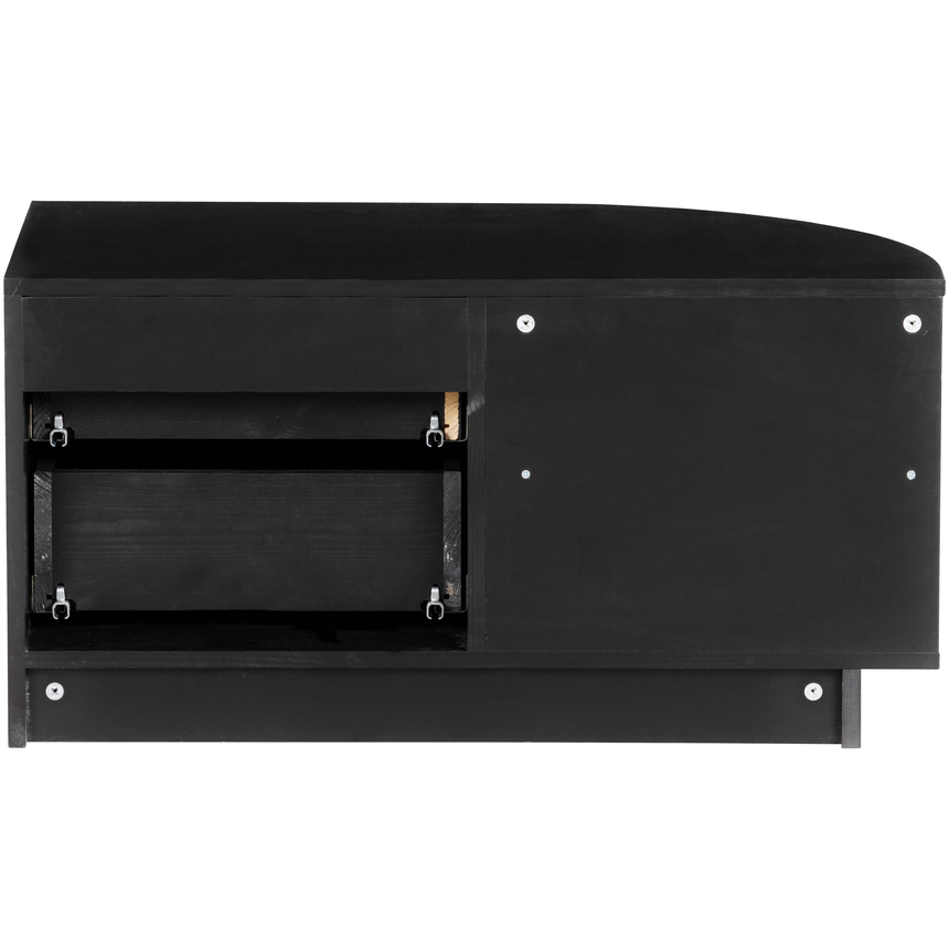 Finca wooden TV cabinet with left rounded end
