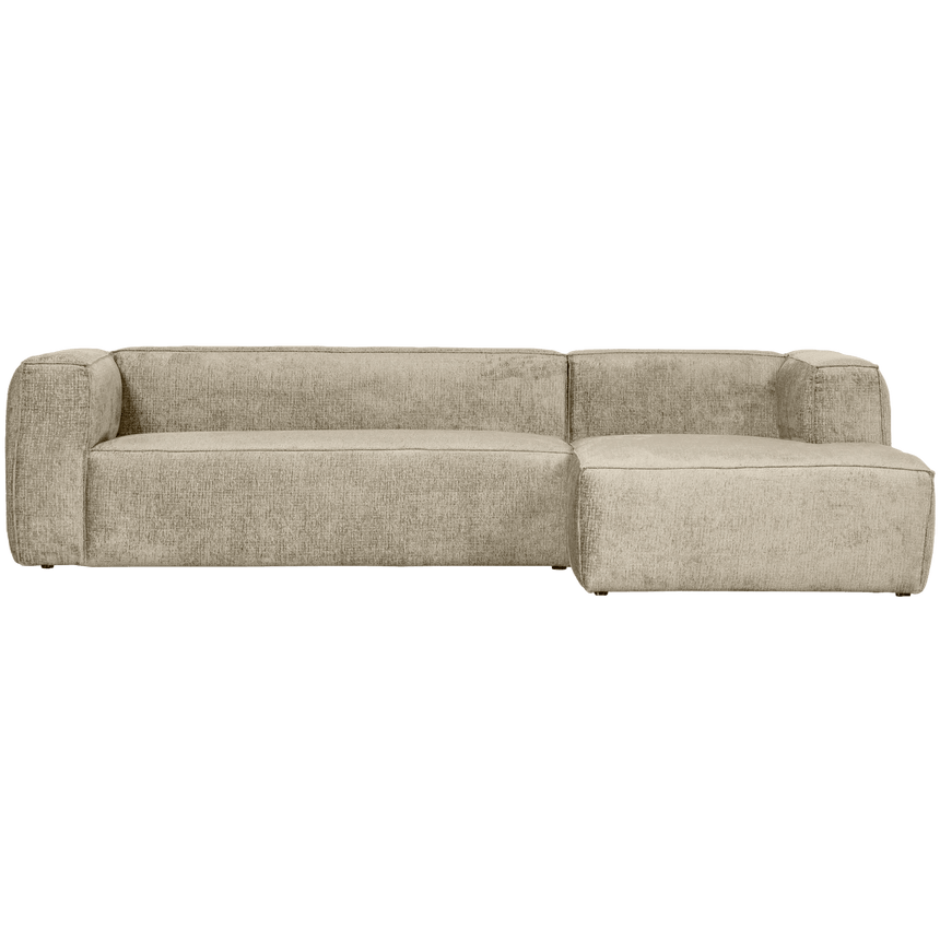 Bean structured velvet sofa with right ottoman
