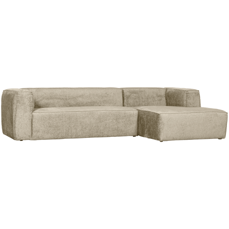 Bean structured velvet sofa with right ottoman