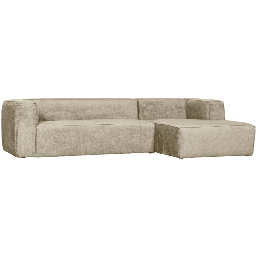 Bean structured velvet sofa with right ottoman