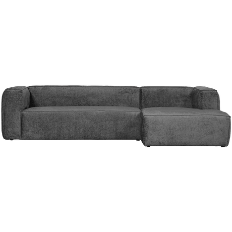 Bean structured velvet sofa with right ottoman