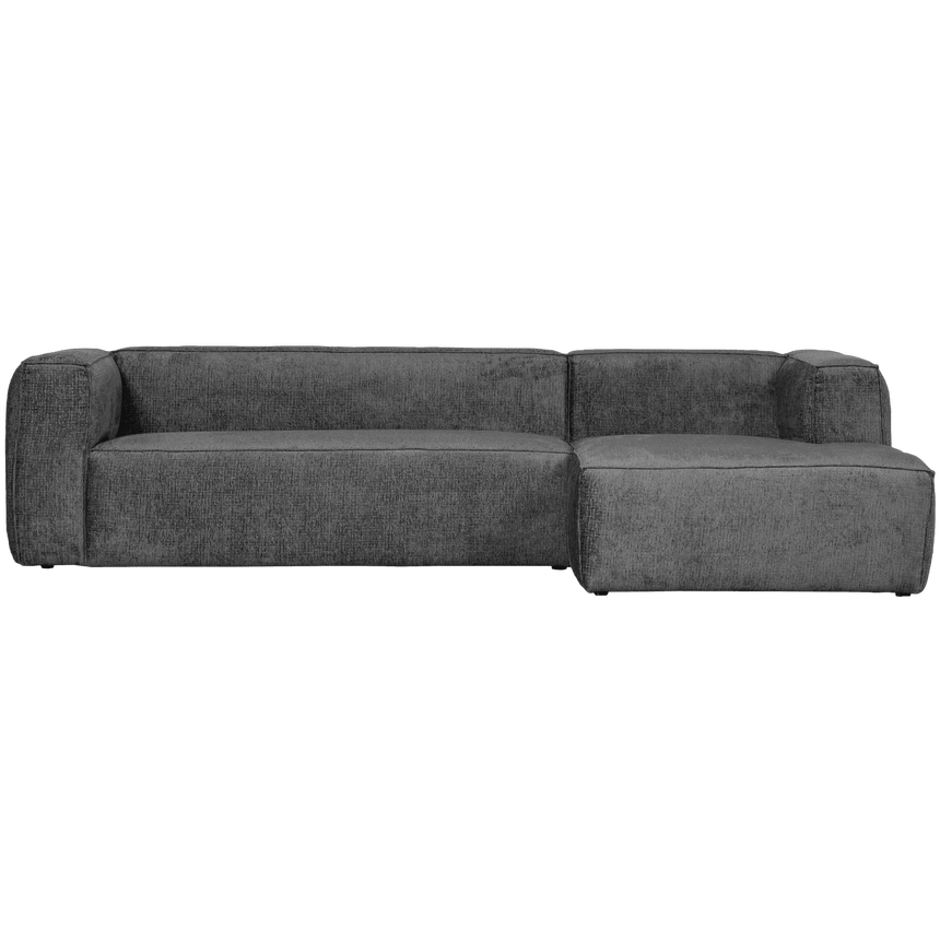 Bean structured velvet sofa with right ottoman