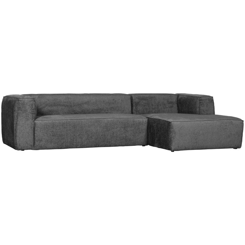 Bean structured velvet sofa with right ottoman