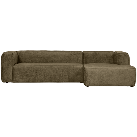 Bean structured velvet sofa with right ottoman
