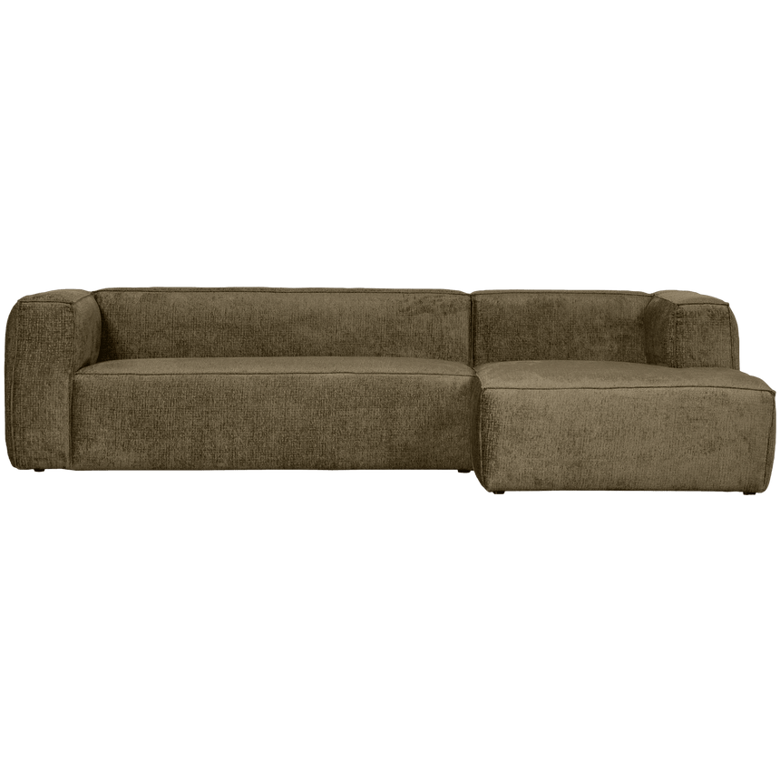 Bean structured velvet sofa with right ottoman