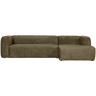Bean structured velvet sofa with right ottoman