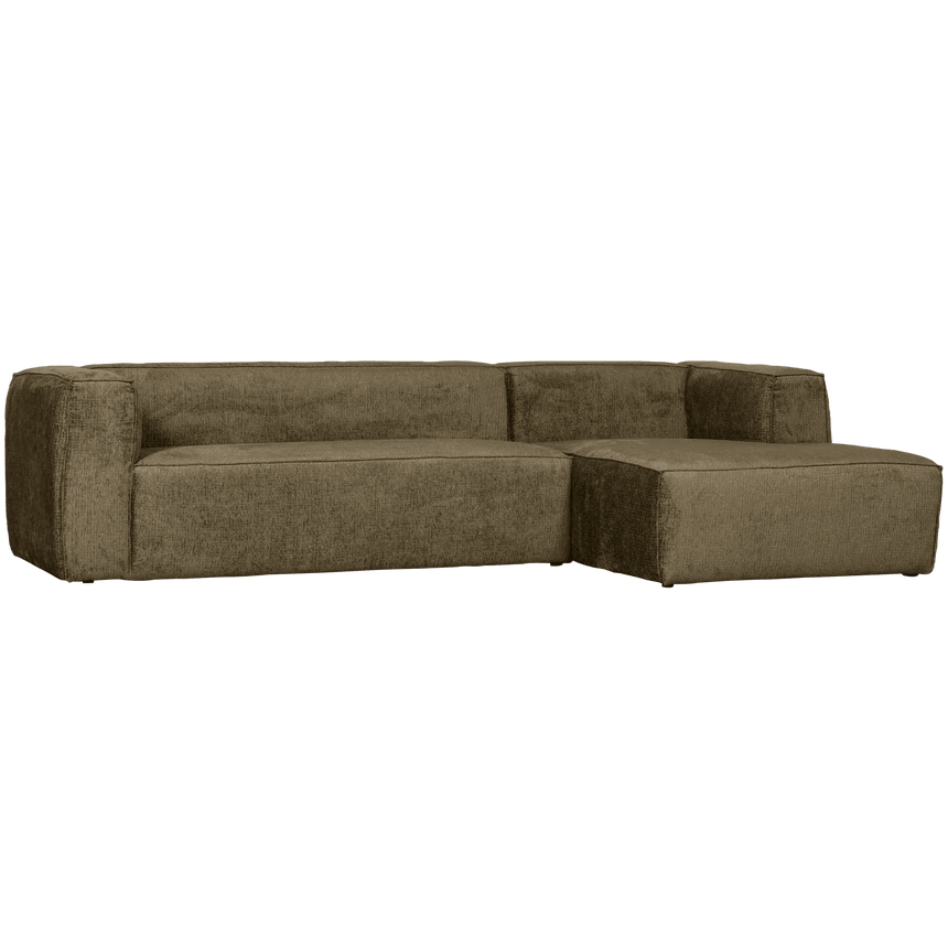 Bean structured velvet sofa with right ottoman