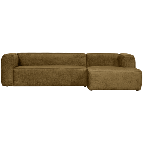 Bean structured velvet sofa with right ottoman