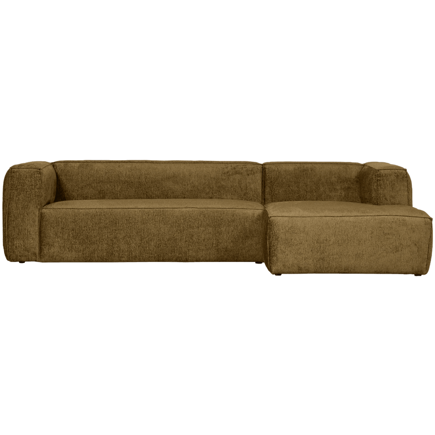 Bean structured velvet sofa with right ottoman