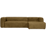 Bean structured velvet sofa with right ottoman