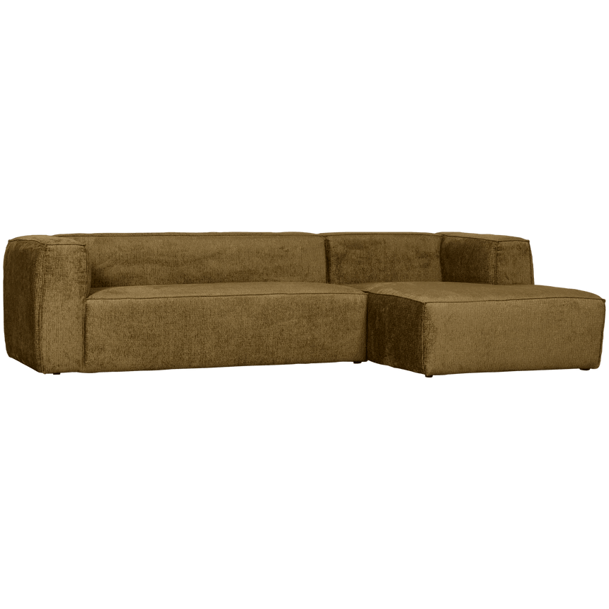 Bean structured velvet sofa with right ottoman