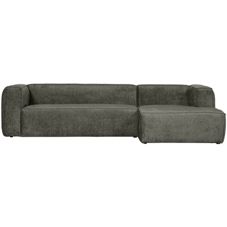 Bean structured velvet sofa with right ottoman