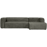 Bean structured velvet sofa with right ottoman
