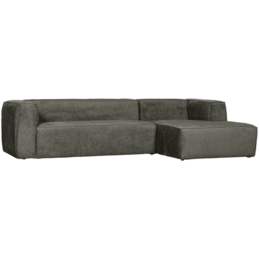 Bean structured velvet sofa with right ottoman