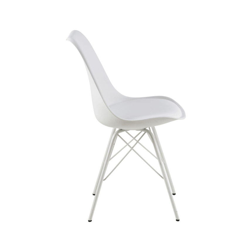 Eris textile leather chair with white legs