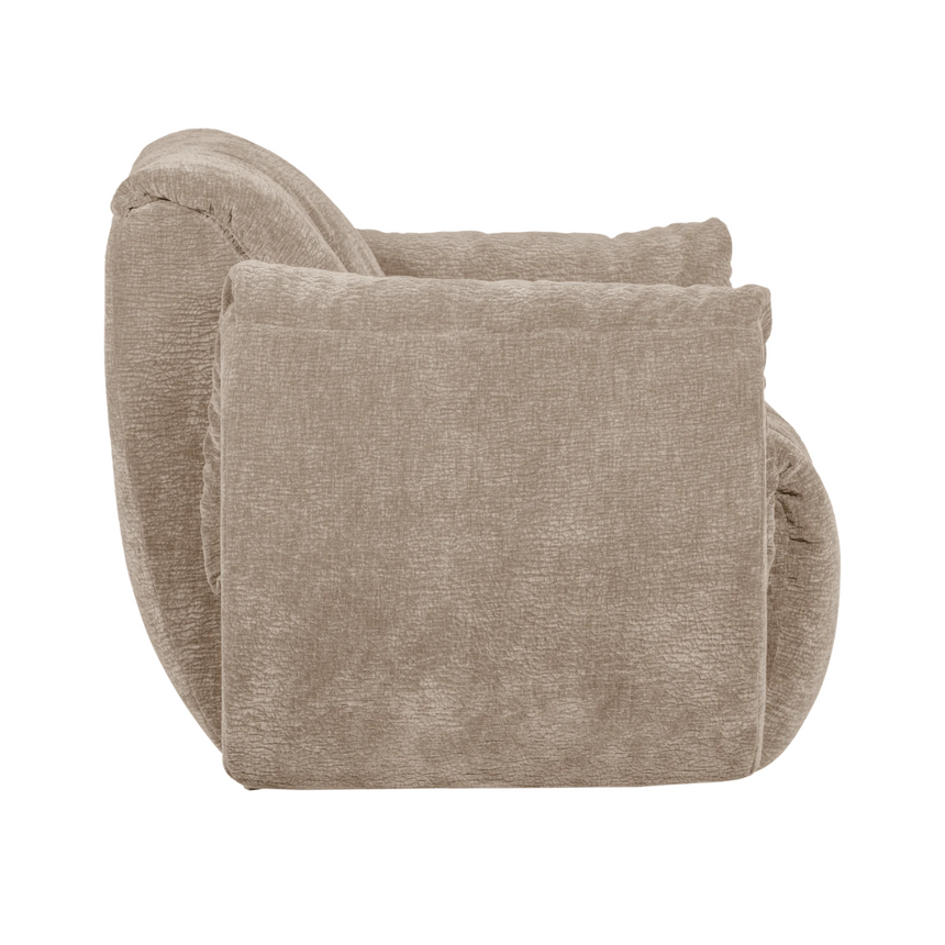 Baggy chenille swivel armchair