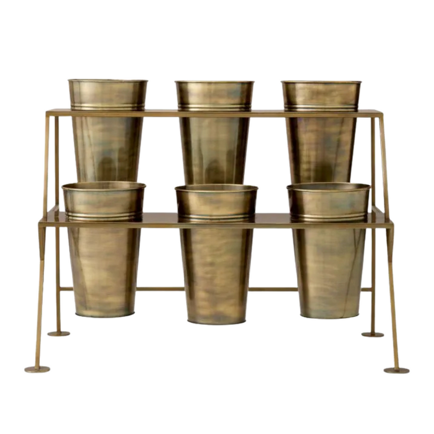 Jasper round metal flower pot medium