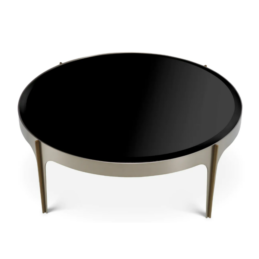 Artemisa black mirror glass coffee table with decorated legs Ø94