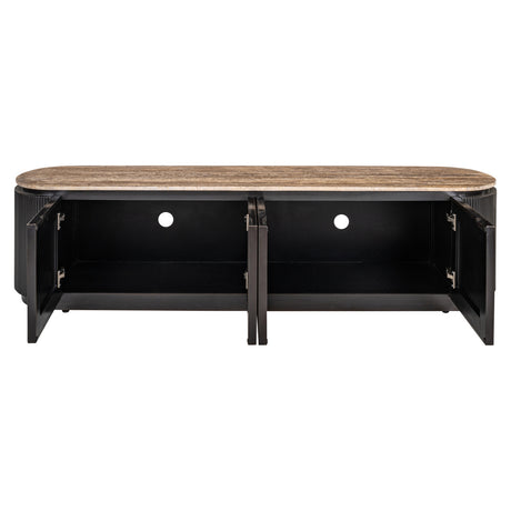 Russo TV szekrény – Travertin mészkő fedlappal és sárgaréz részletekkel