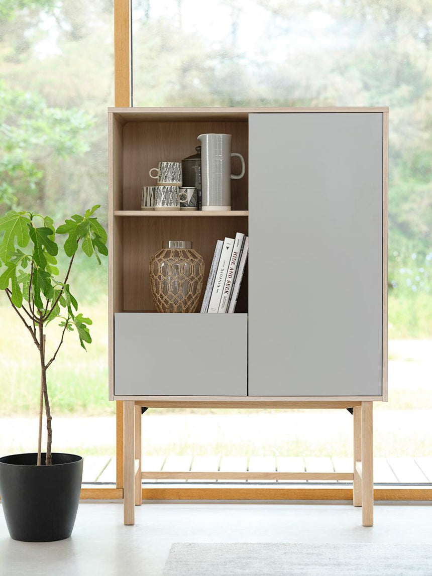 Bilbao magasszekrény – Tölgy és HPL kombinációval