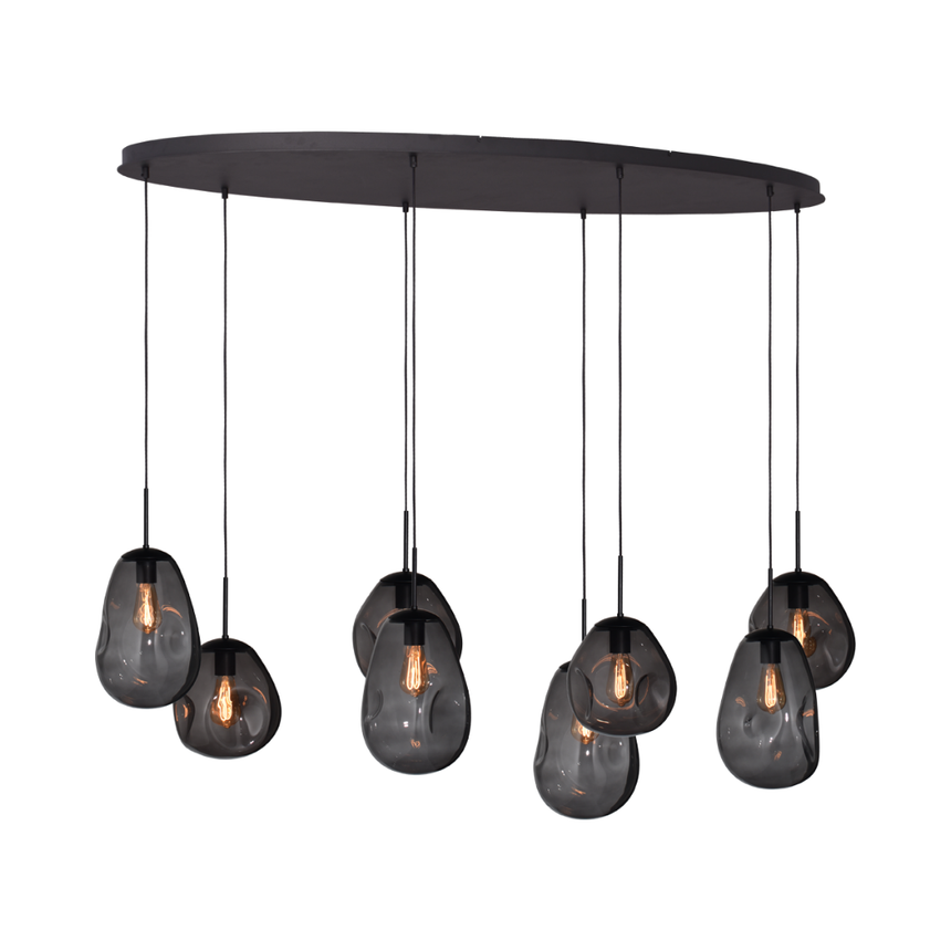 Lava 8-bulb dark gray glass pendant lamp