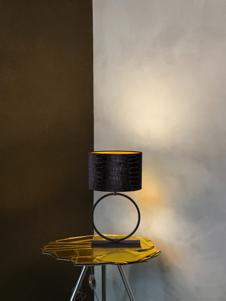 Devon fabric table lamp with black frame 76