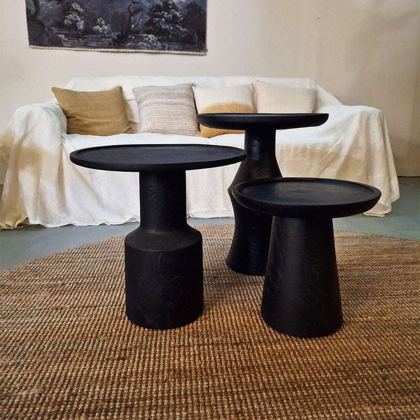 Nero Midnight wooden side table