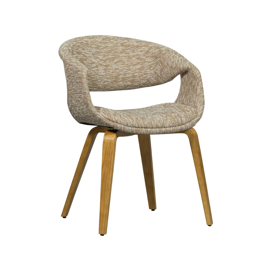 Yossi fabric chair with natural wooden legs