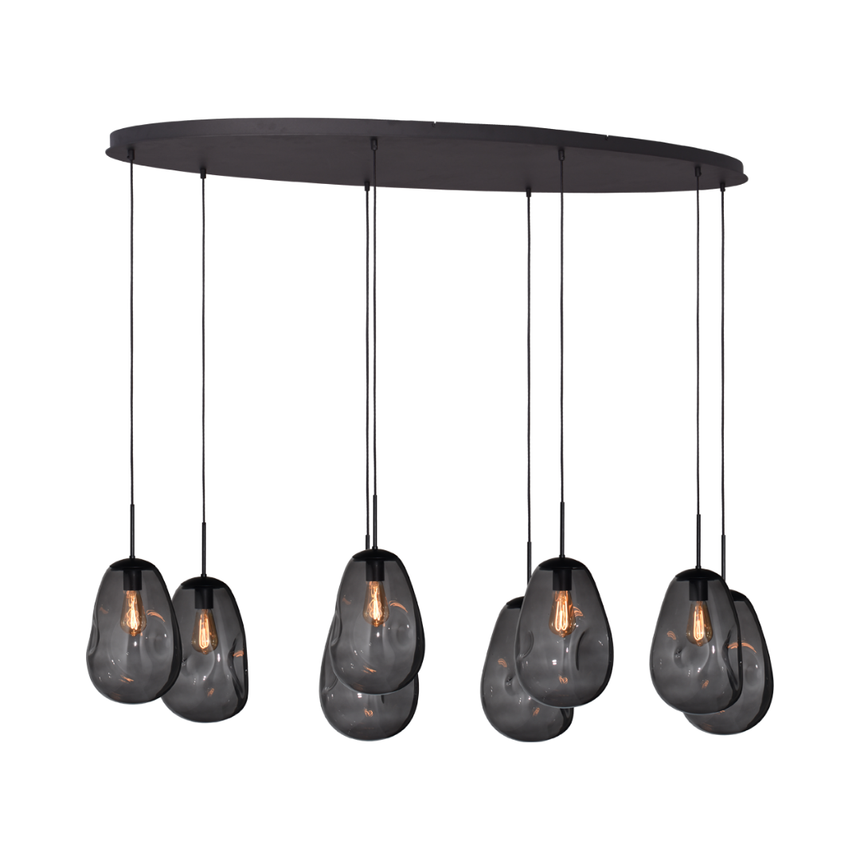Lava 8-bulb dark gray glass pendant lamp