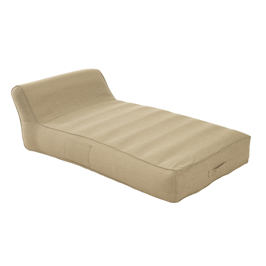 Linen-effect floating fabric sun lounger with headrest