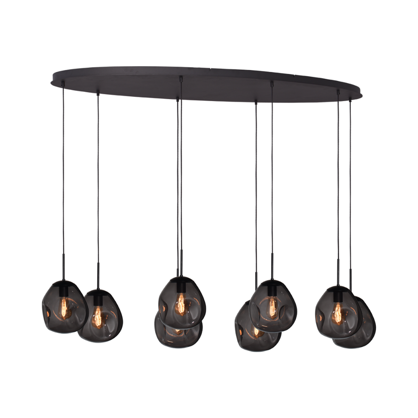 Lava 8-bulb dark gray glass pendant lamp