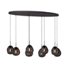 Lava 8-bulb dark gray glass pendant lamp