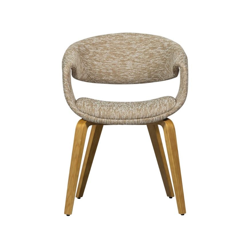 Yossi fabric chair with natural wooden legs