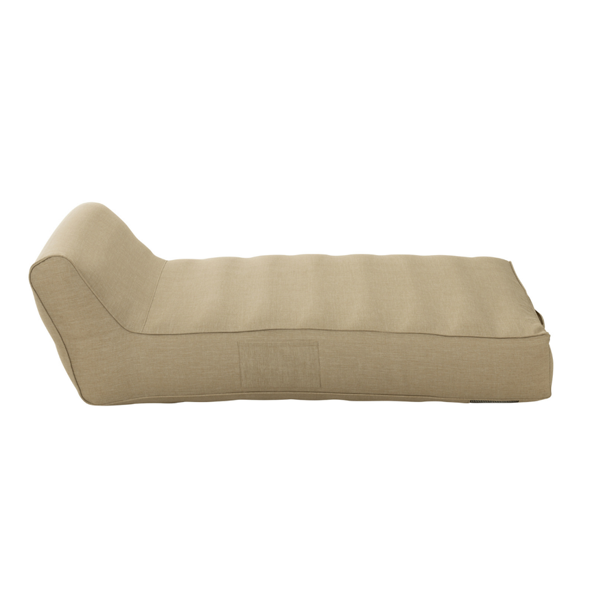 Linen-effect floating fabric sun lounger with headrest