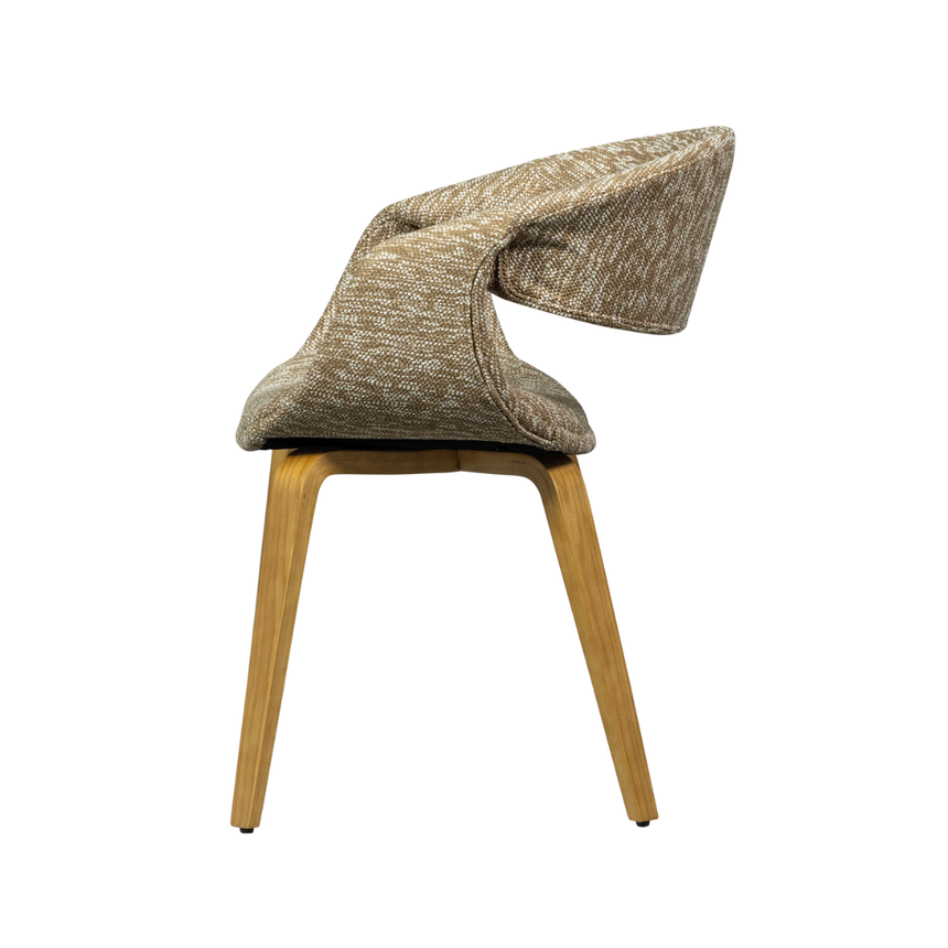 Yossi fabric chair with natural wooden legs