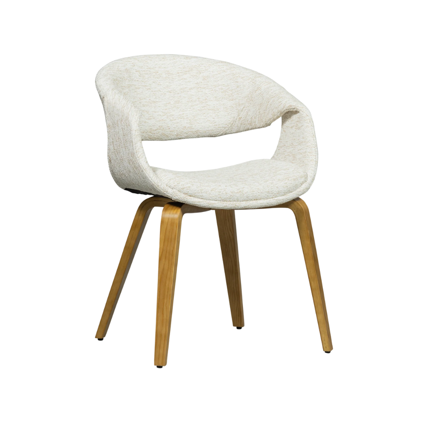 Yossi fabric chair with natural wooden legs