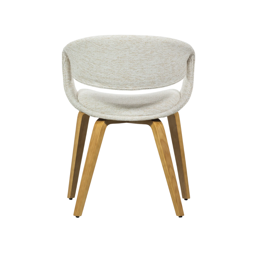 Yossi fabric chair with natural wooden legs