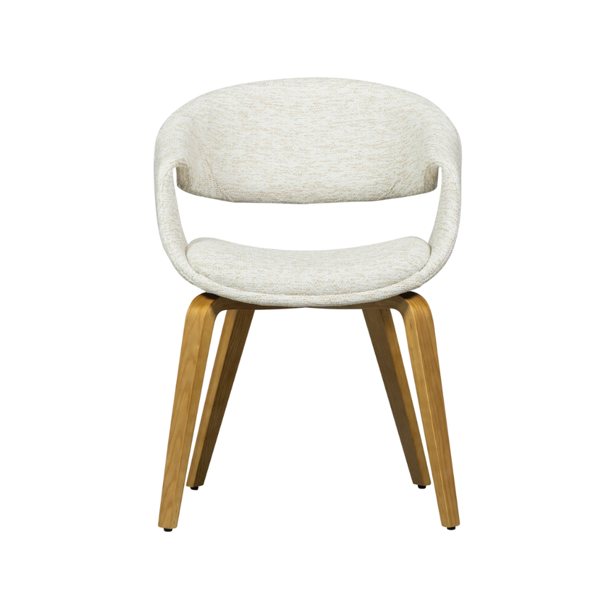 Yossi fabric chair with natural wooden legs