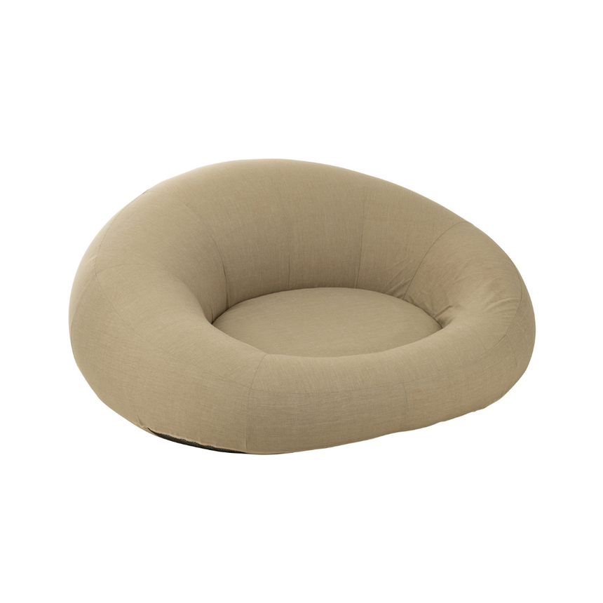 Linen-effect floating fabric sun lounger with headrest