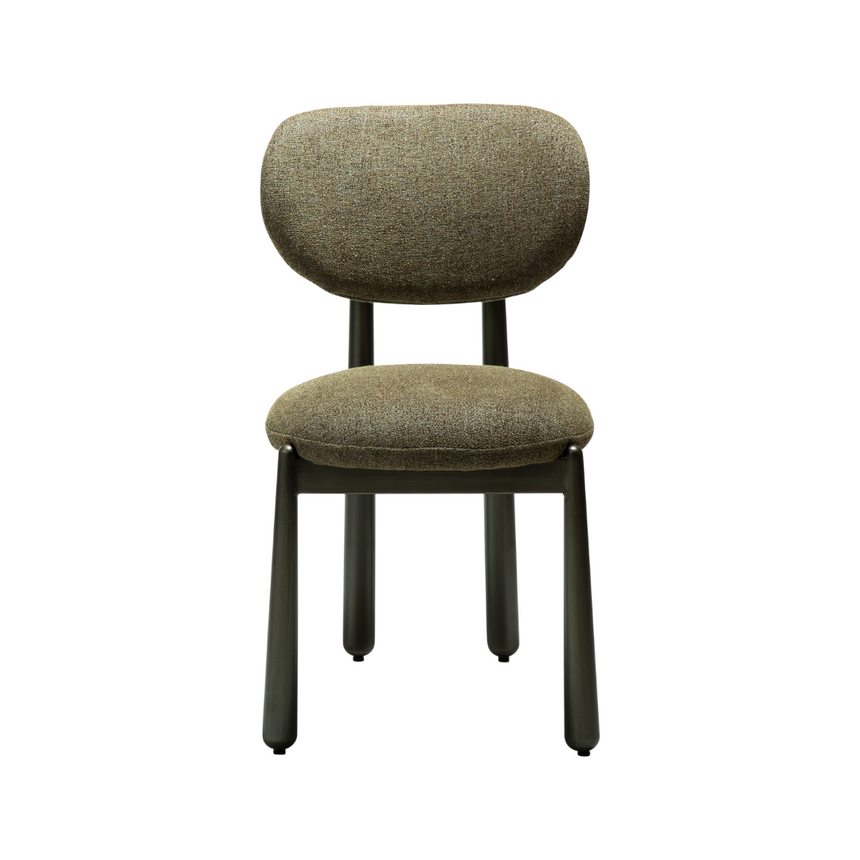 Glam bouclé chair with antique legs