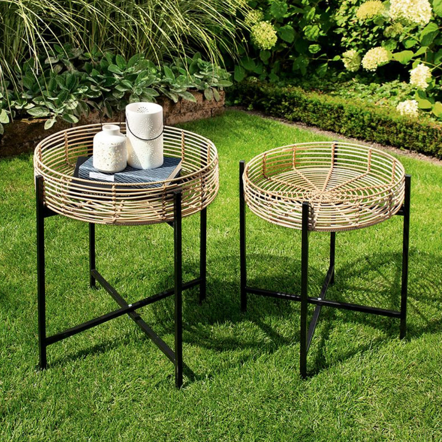 Poly rattan storage table set