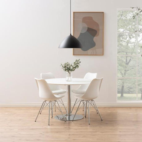 Eris textile leather chair with white legs