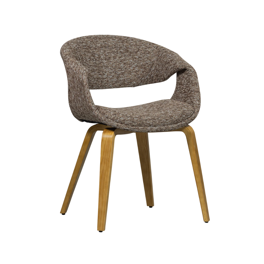 Yossi fabric chair with natural wooden legs