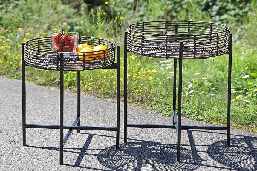Poly rattan storage table set