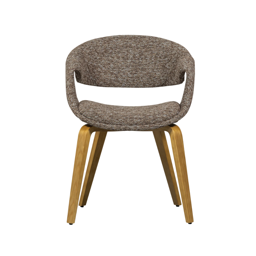Yossi fabric chair with natural wooden legs