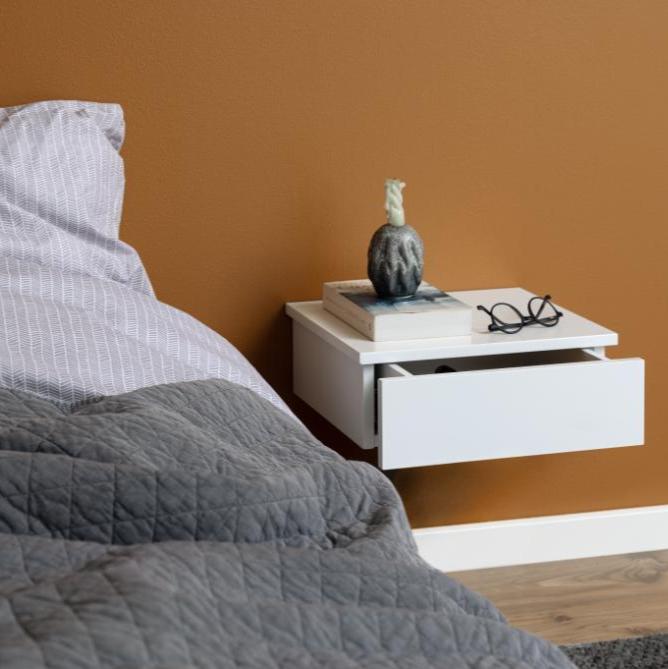 Avignon 1-drawer wall-mounted wooden bedside table