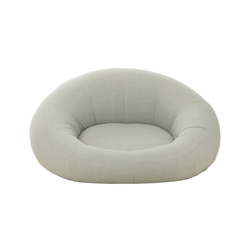 Linen-effect floating fabric sun lounger with headrest