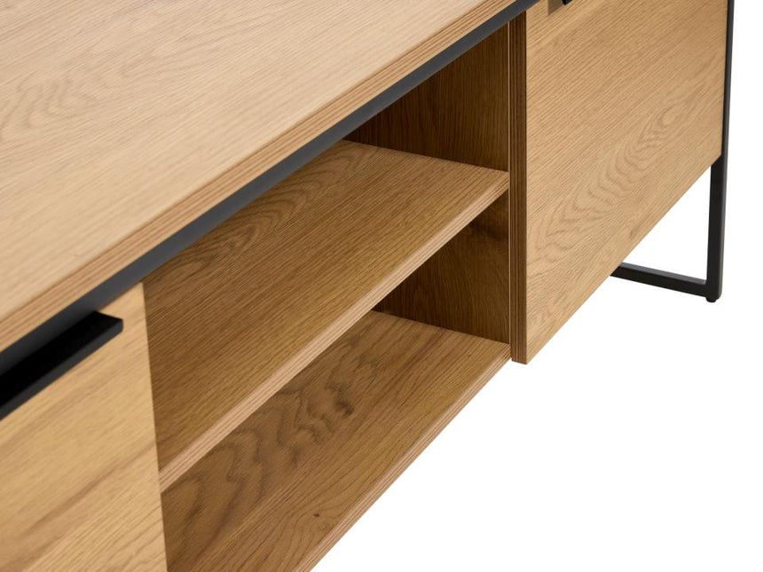 Cesura TV-szekrény – Tölgy furnér hatású felülettel és fekete fém vázzal