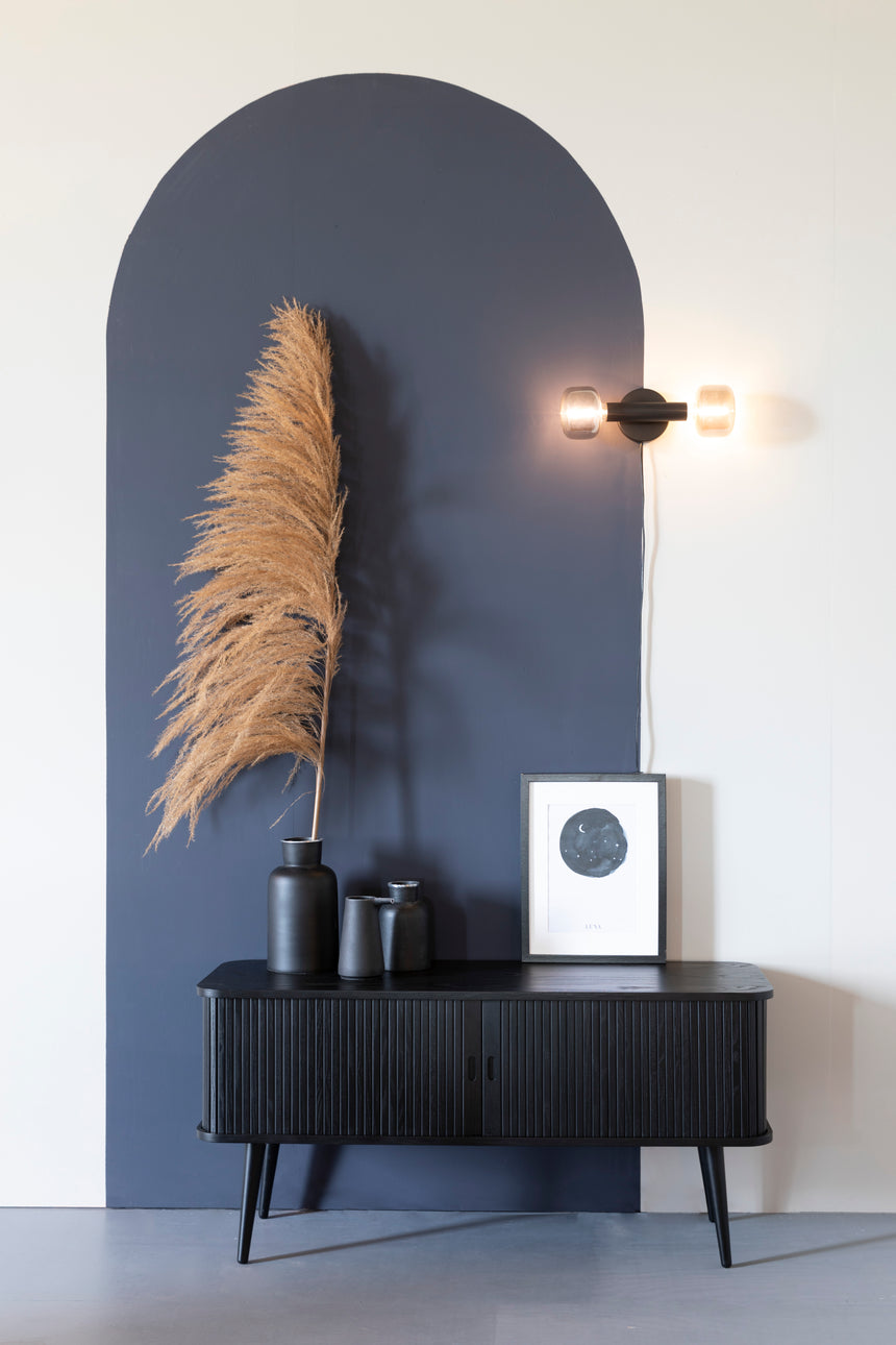 Barbier wooden chest of drawers with sliding doors