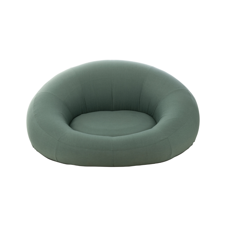 Linen-effect floating fabric sun lounger with headrest